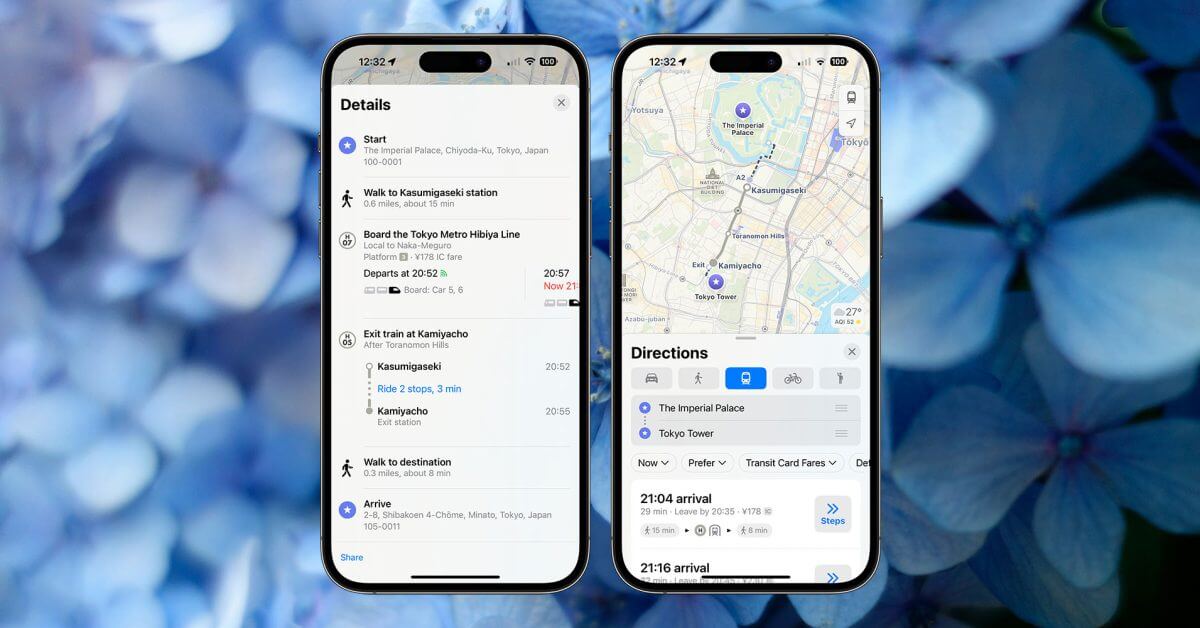 Информация о транспорте в режиме реального времени от Apple Maps появилась в Токио