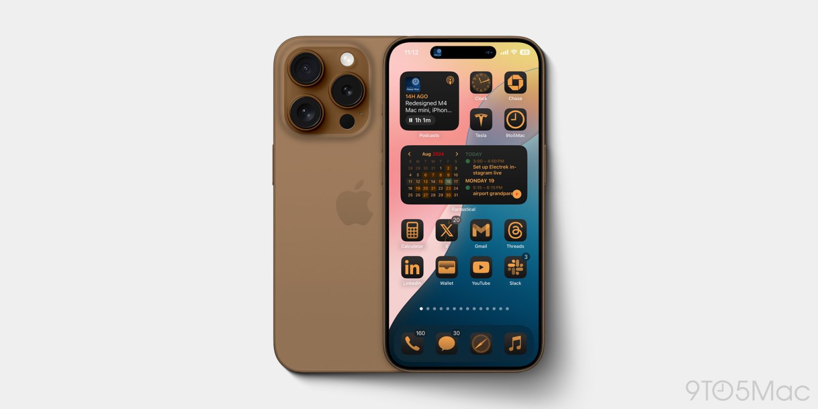 Коричневый концепт iPhone 16 Pro
