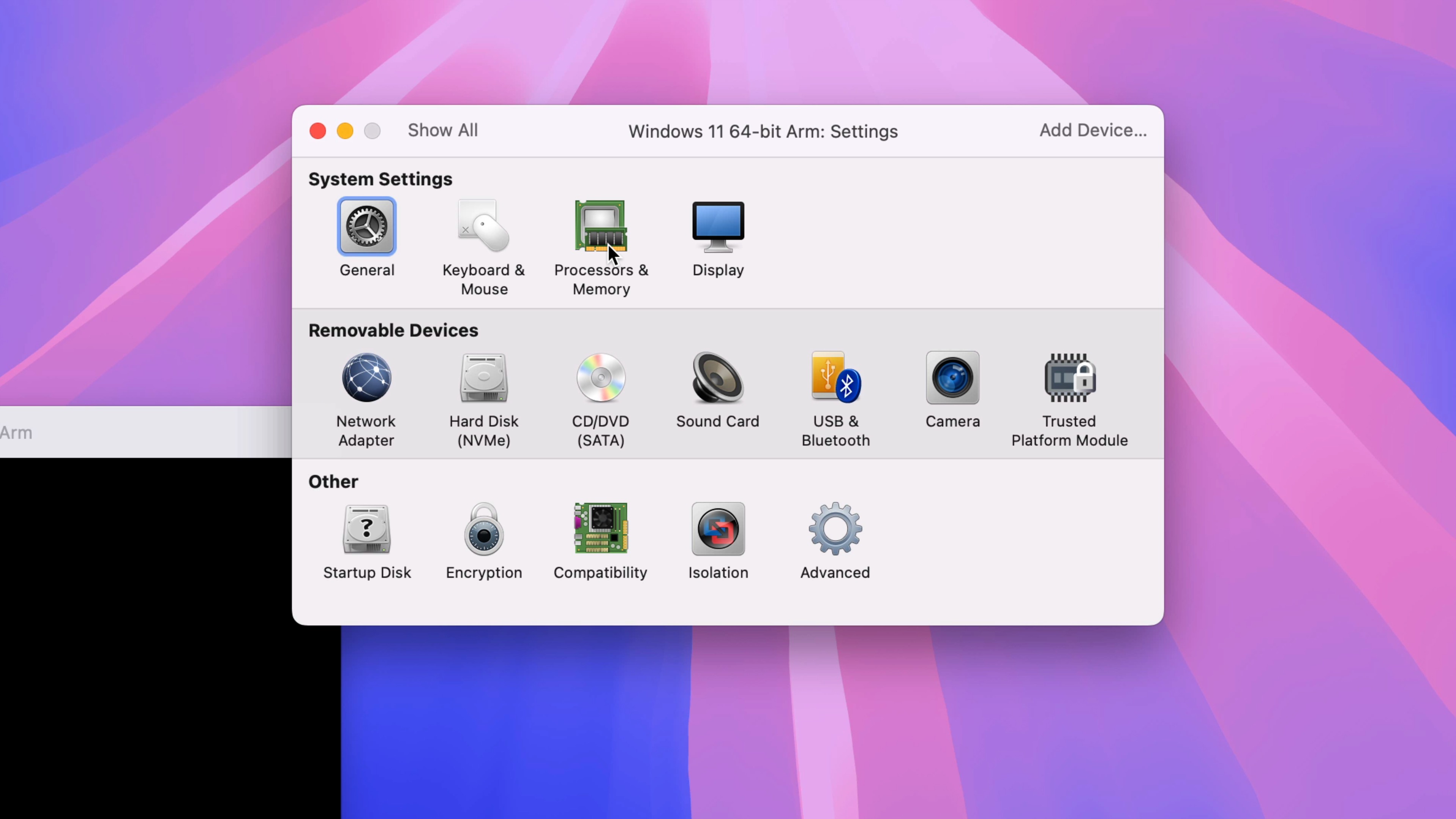 Windows 11 на Mac с VMware Fusion Pro бесплатно - Настройки