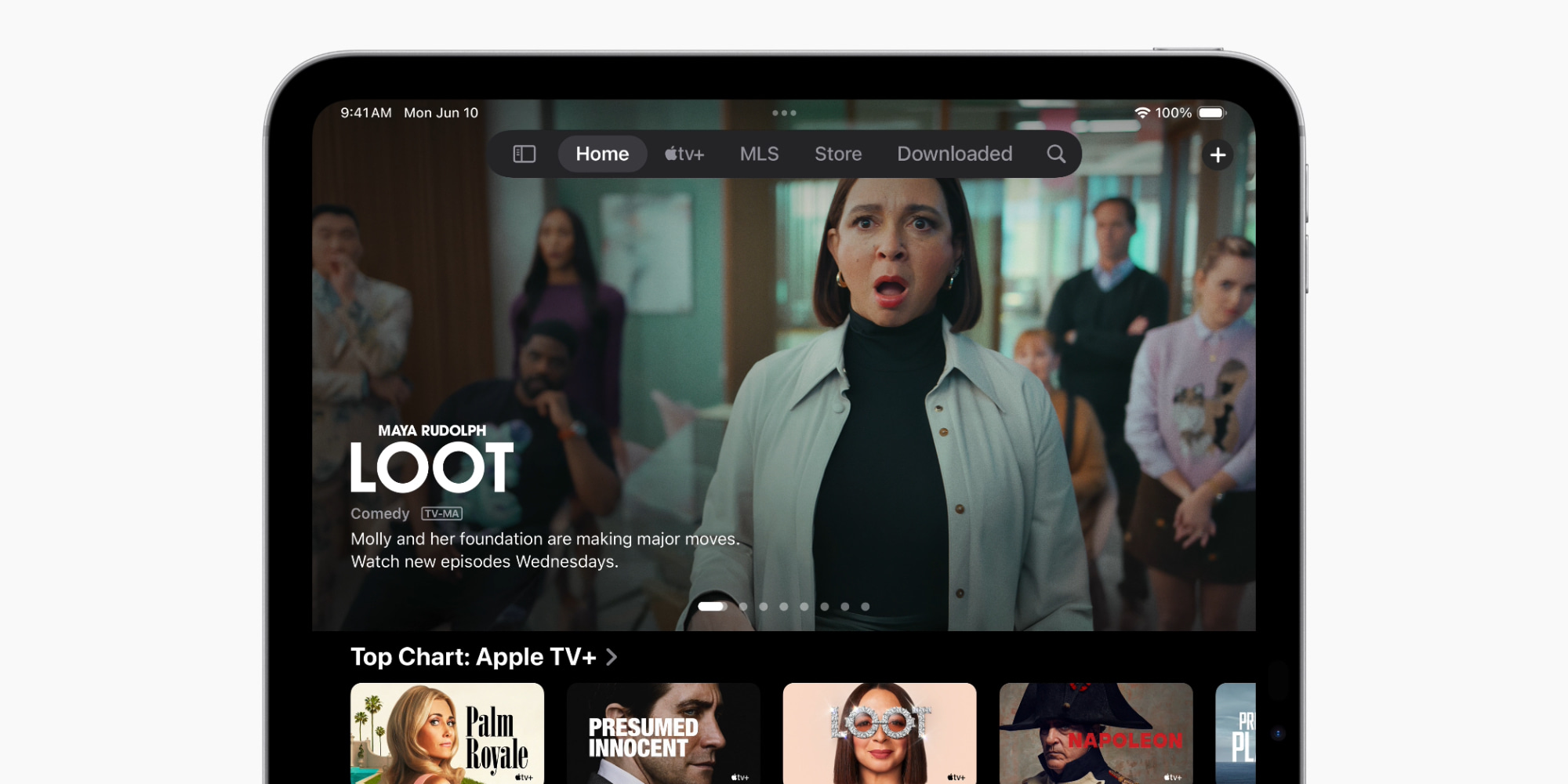 Панель вкладок приложения TV для iPadOS 18