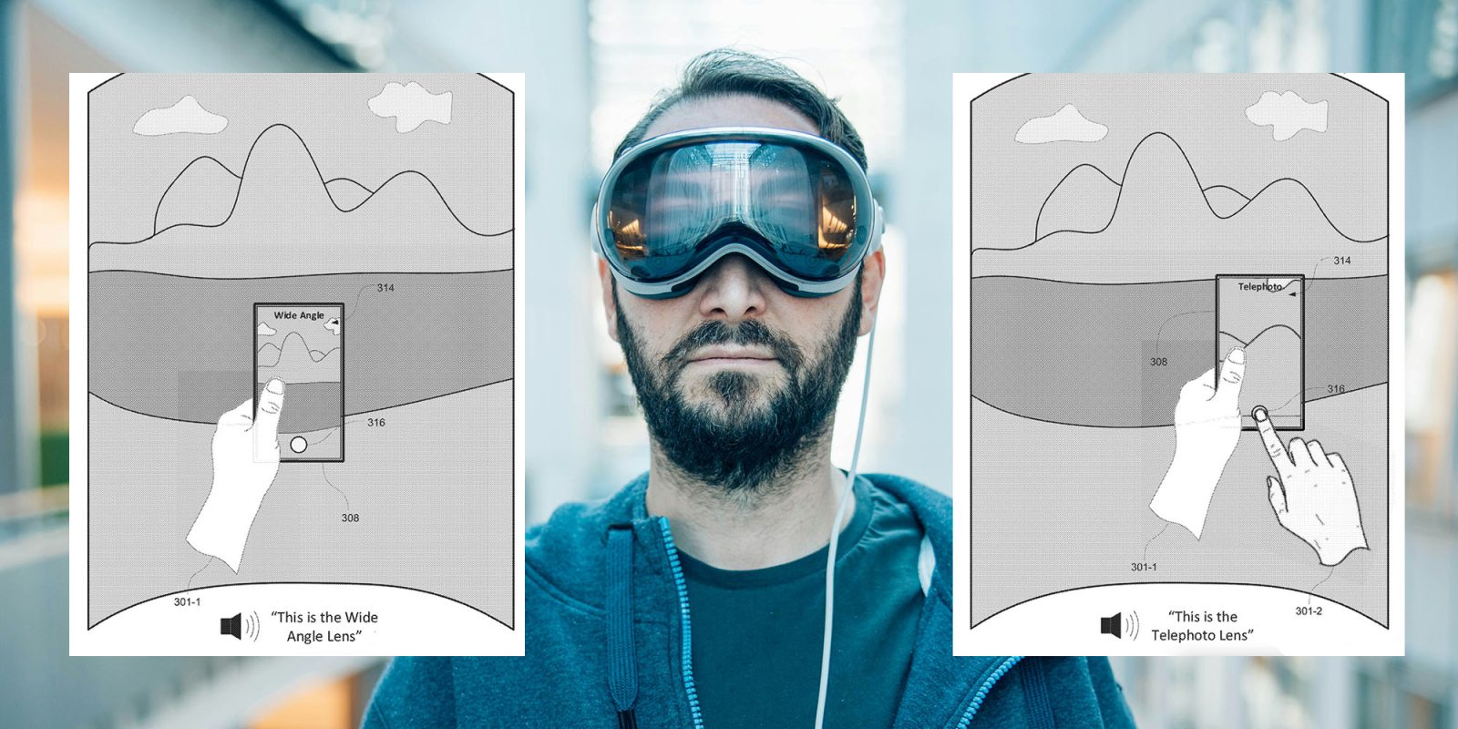 Apple показывает, как можно опробовать новый iPhone внутри Vision Pro (патентные иллюстрации демонстрации камеры)