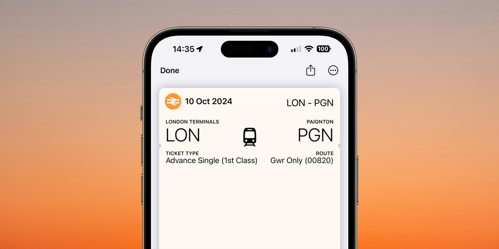Давайте вручную добавим любой билет или проездной в Apple Wallet | Показан железнодорожный билет