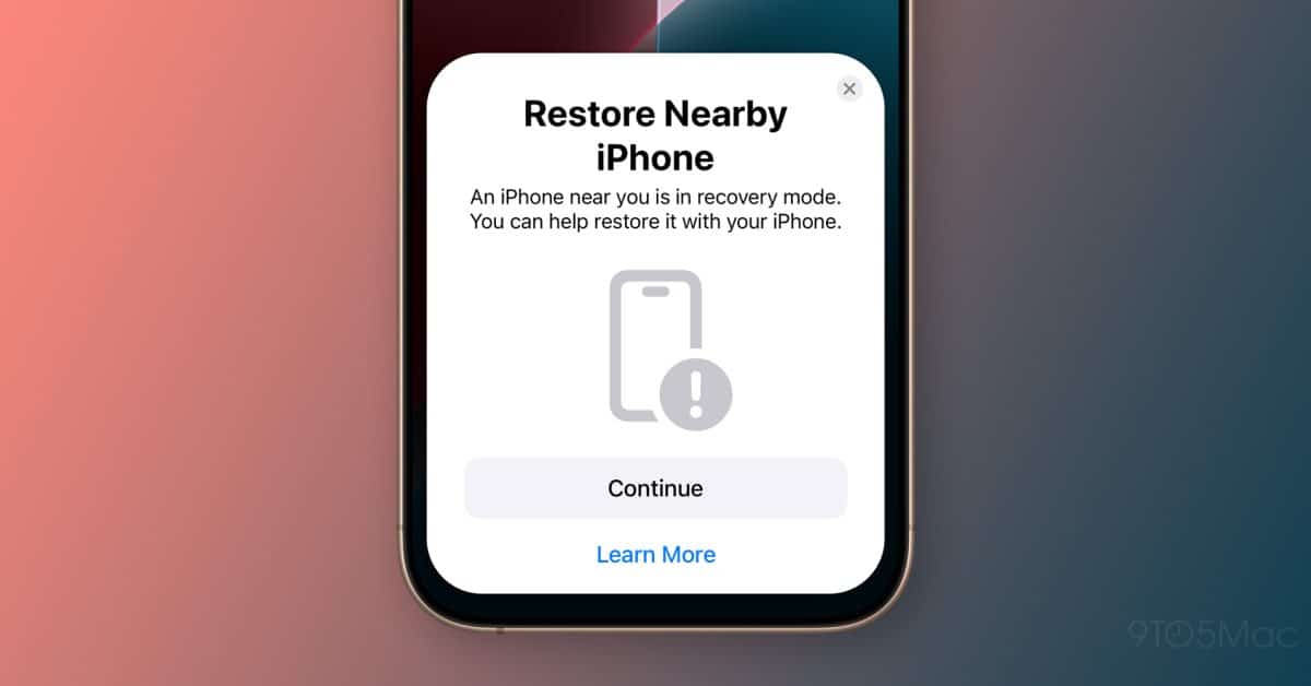 Прошивку iPhone 16 можно восстановить по беспроводной сети с другого iPhone