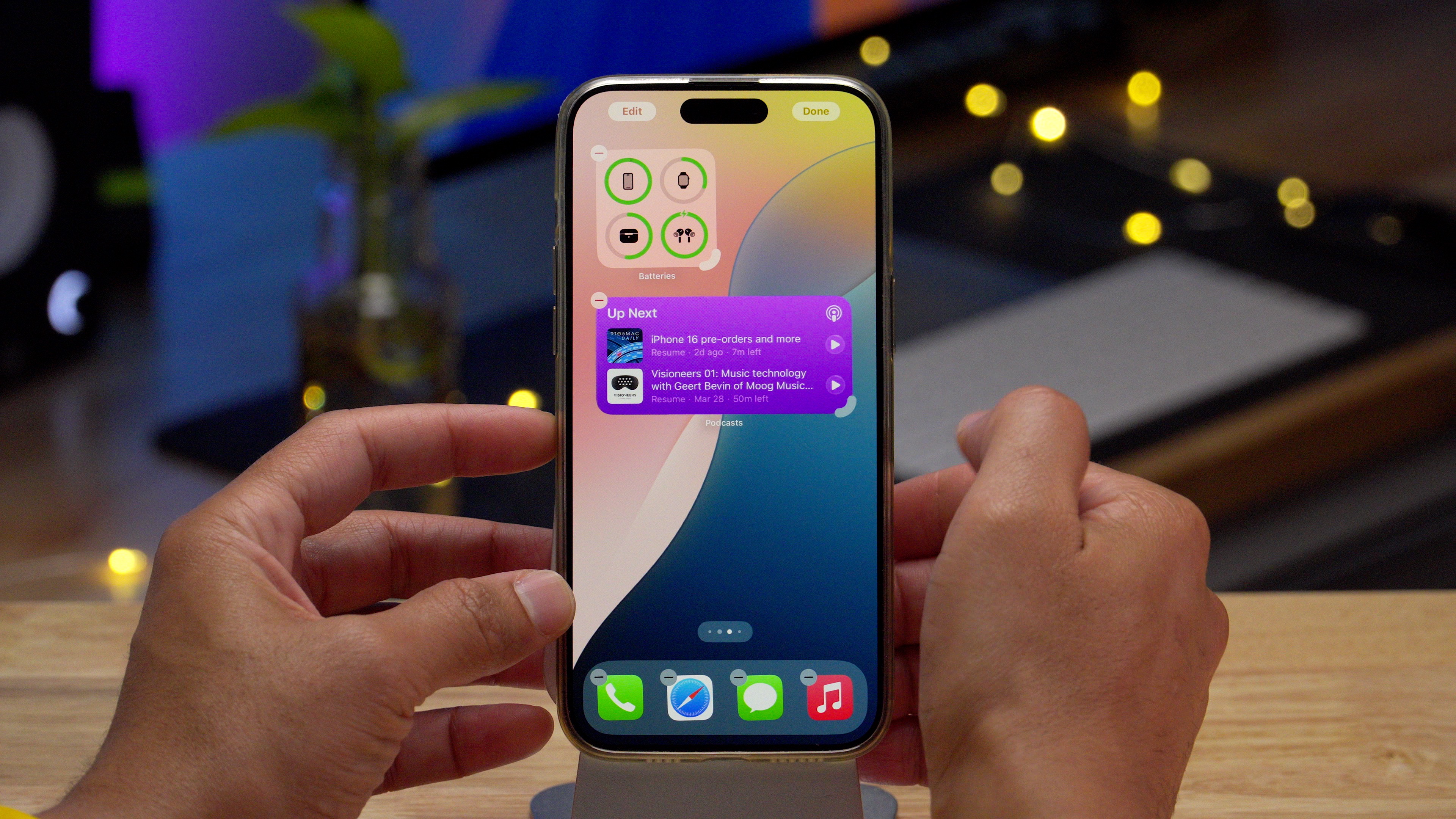 iOS 18 Изменение размера виджета с помощью перетаскивания маркеров