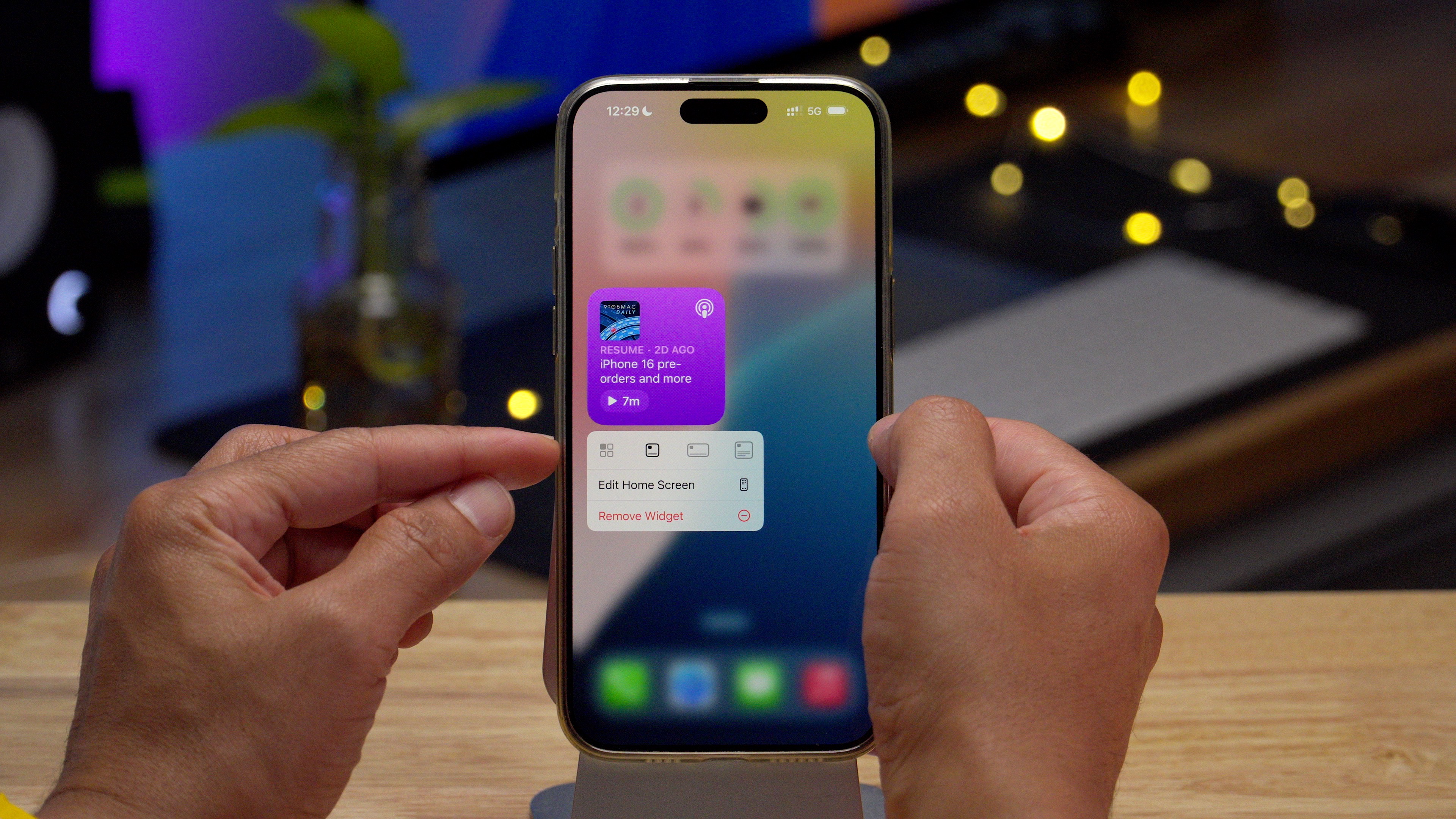 iOS 18 Изменение размера виджета быстрые действия долгое нажатие