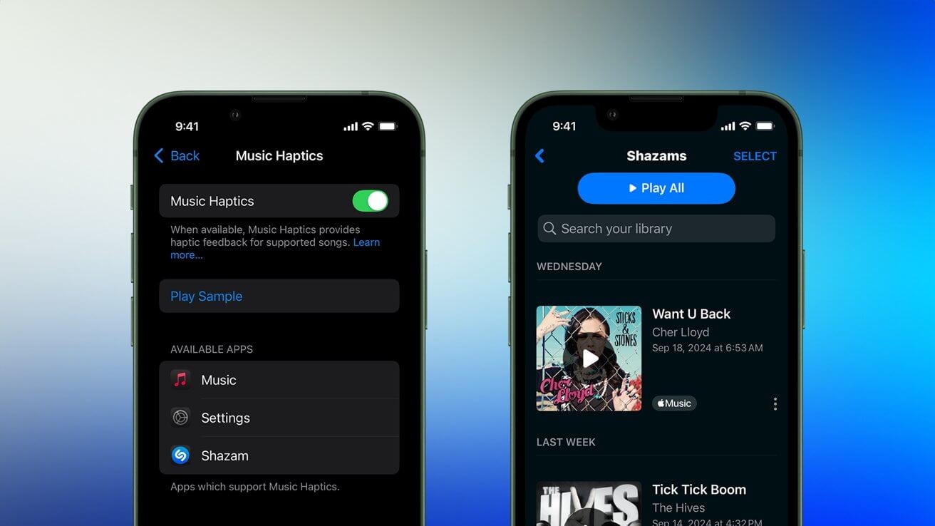 Shazam поддерживает Apple Music Haptics