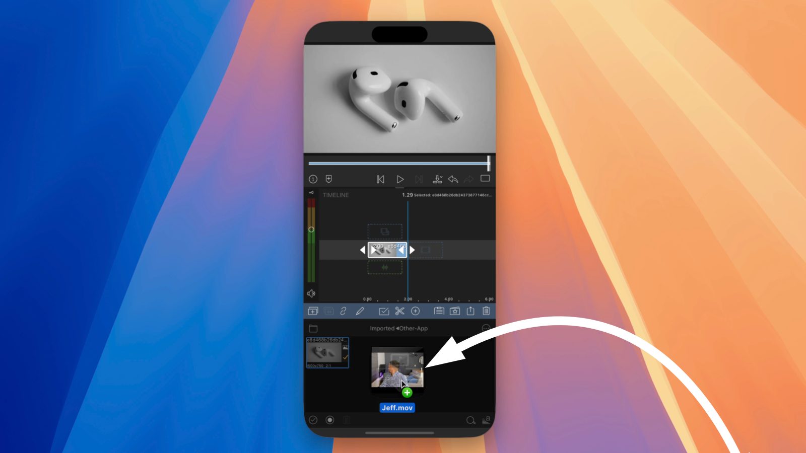 iOS 18.1 beta 5 iPhone Mirroring перетаскивание с рабочего стола macOS в LumaFusion