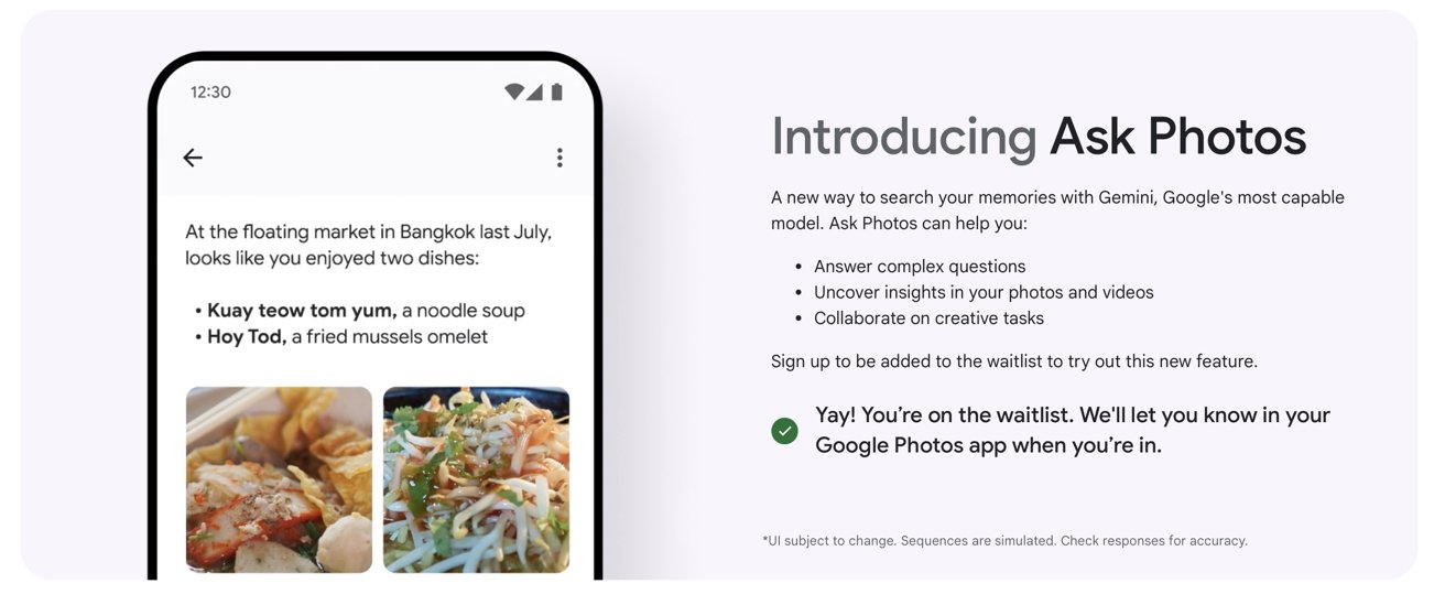 Представляем Ask Photos, новую функцию в Google Photos для ответов на вопросы, поиска информации и совместной работы над задачами. Включены текст и изображения с телефона.