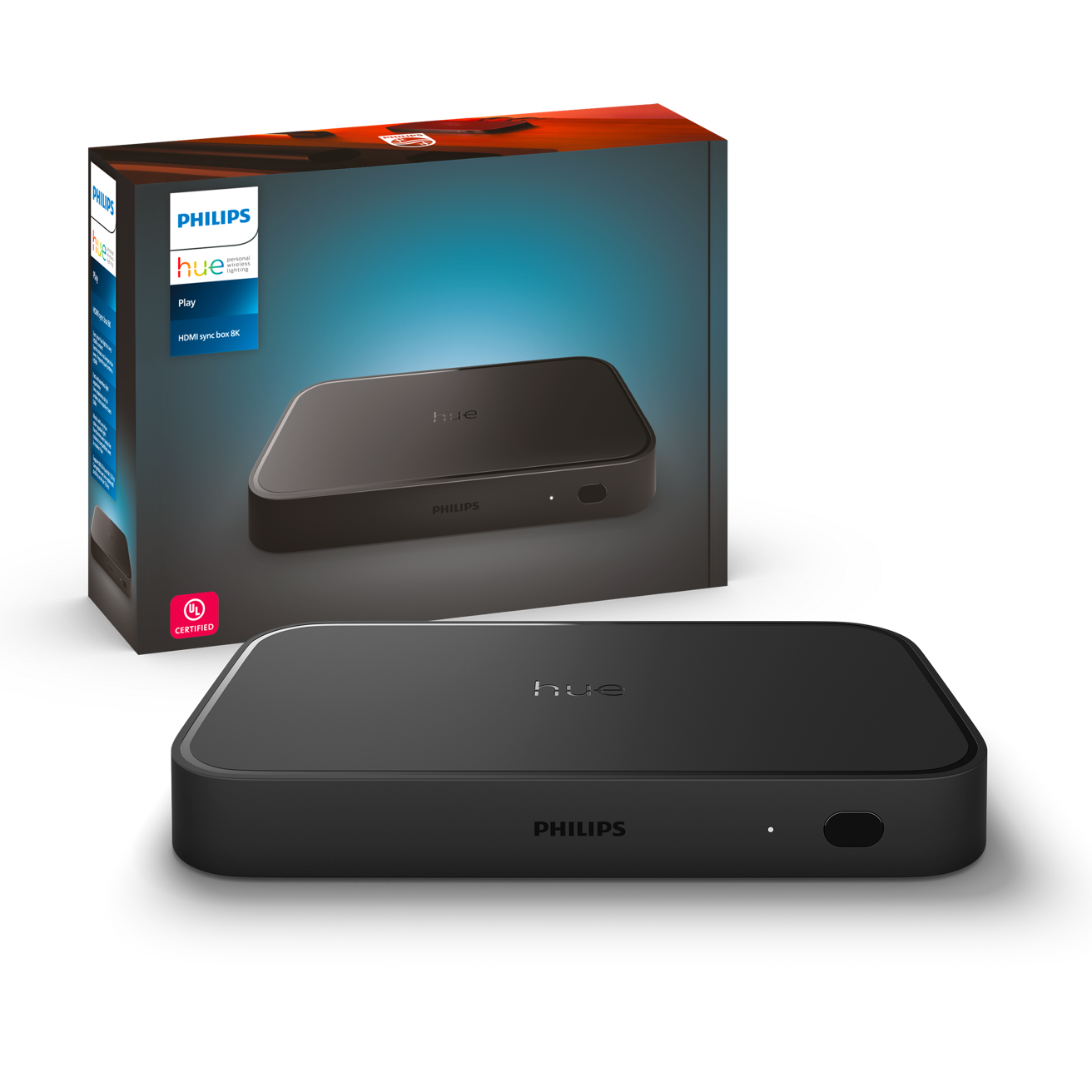 Фотография черного HDMI-синхронизатора рядом с упаковкой