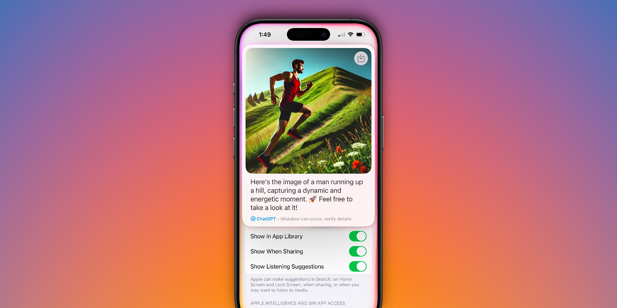 iOS 18.2 Создание изображения ChatGPT через Siri