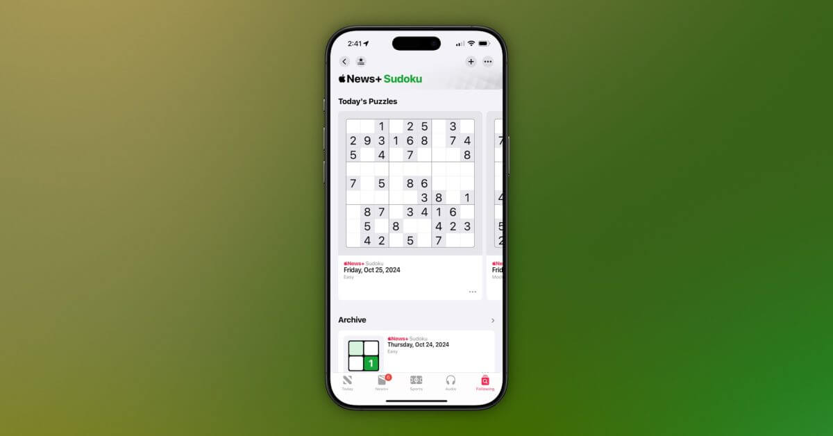 Бета-версия iOS 18.2: в Apple News+ появляются новые ежедневные игры-судоку
