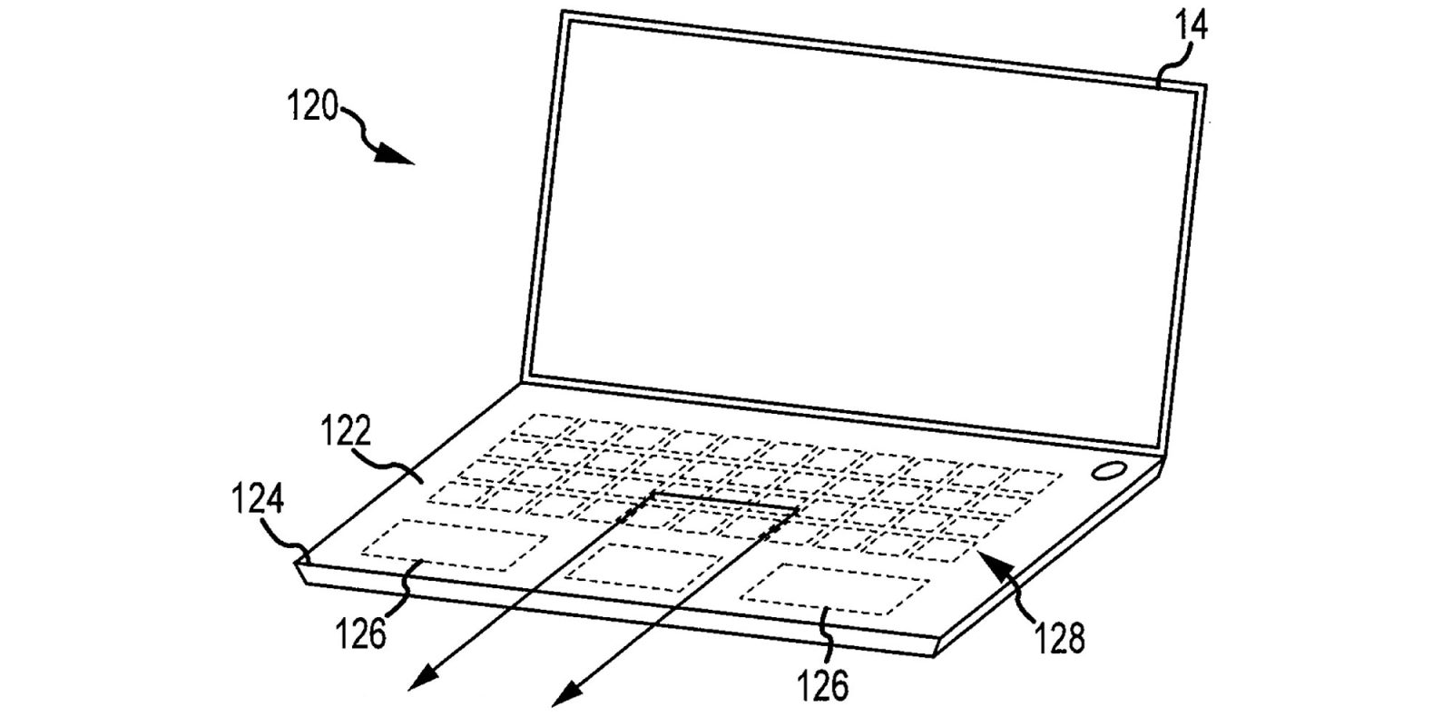 Apple продолжает работу над полностью стеклянным MacBook с виртуальной клавиатурой и трекпадом | Патентный рисунок