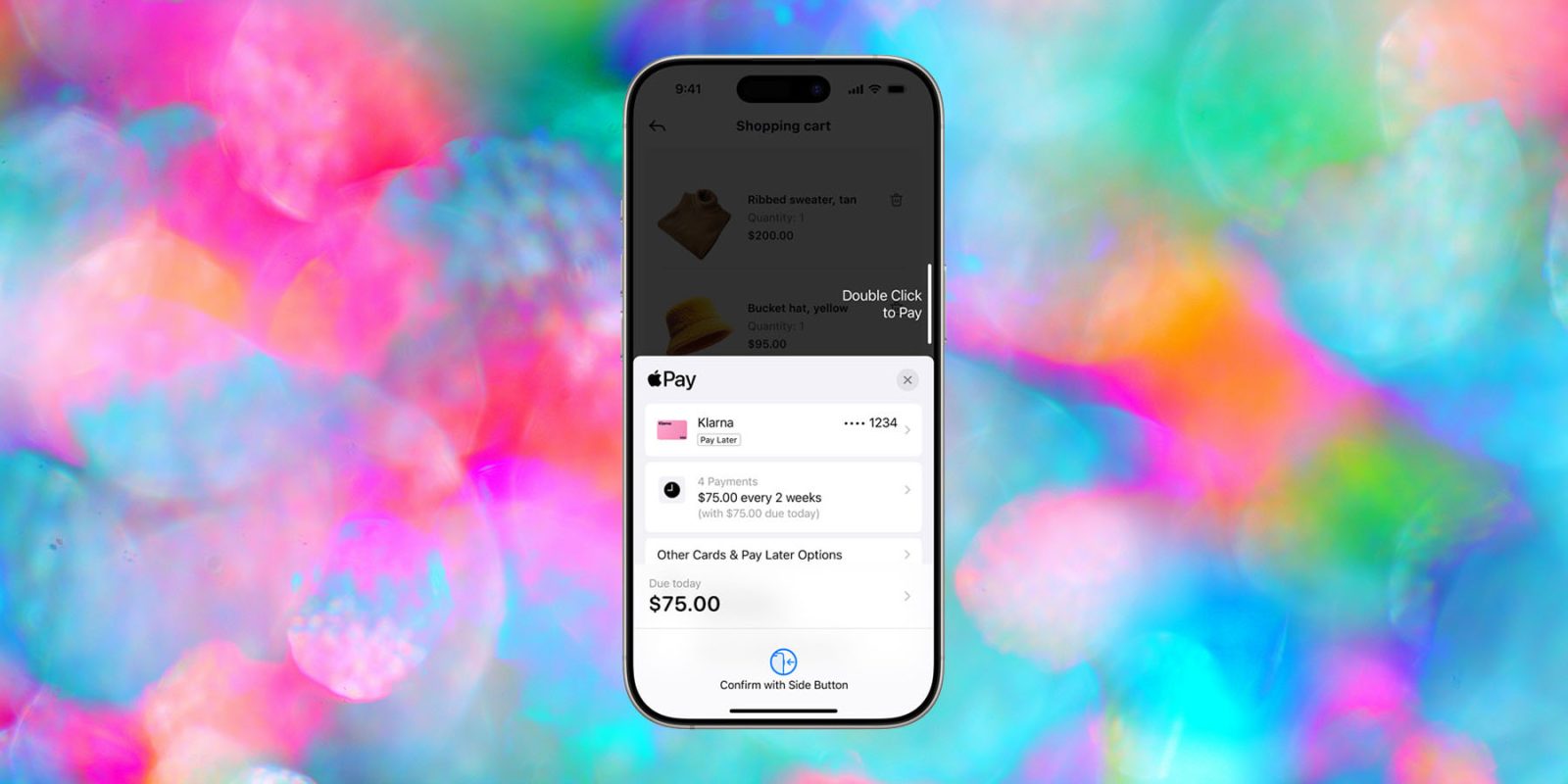 Больше вариантов рассрочки Apple Pay в США и Великобритании, а также в других странах | Снимок экрана, показывающий рассрочку Klarna