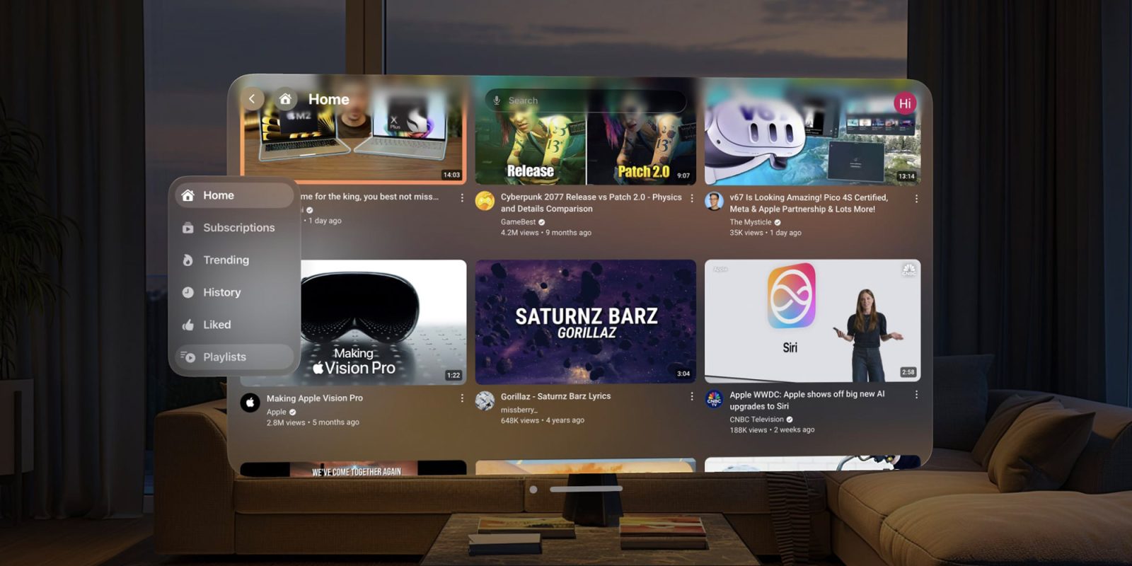 Юнона YouTube Apple Vision Pro