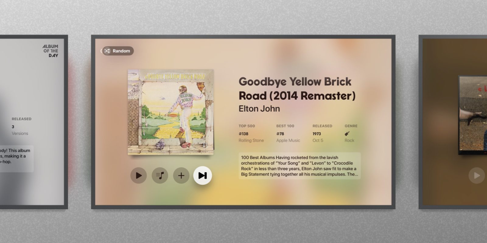 NowPlaying for Apple TV предлагает слушать альбомы целиком.
