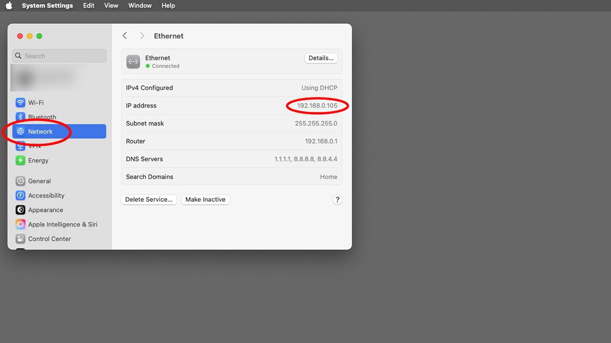 Интерфейс Ethernet в Системных настройках macOS->Сеть.» height=»675″ loading=»lazy» class=»img-responsive article-image»></p>
<p>Панель «Системные настройки» «Сеть» в macOS.</p>
<p>На панели устройства отображается, активно ли устройство, его IP-адрес, используемая маска подсети и адрес локального маршрутизатора. В случае домашней сети адресом маршрутизатора, скорее всего, будет ваш широкополосный модем или локальный маршрутизатор, если он у вас настроен.
</p>
<p>Информация об устройстве также показывает, какие DNS-серверы вы используете и как настроено ваше подключение к Интернету. В случае DHCP он будет отображаться вверху.
</p>
<p>Если вы находитесь в сети, которая не использует DHCP, а вместо этого использует статические IP-адреса для каждого устройства, в этой строке будет написано «Вручную» вместо «DHCP».
</p>
<p>Как только ваш Mac запросит и получит адрес DHCP от сервера, все эти значения будут заполнены автоматически.
</p>
</p>
<h2 data-anchor=