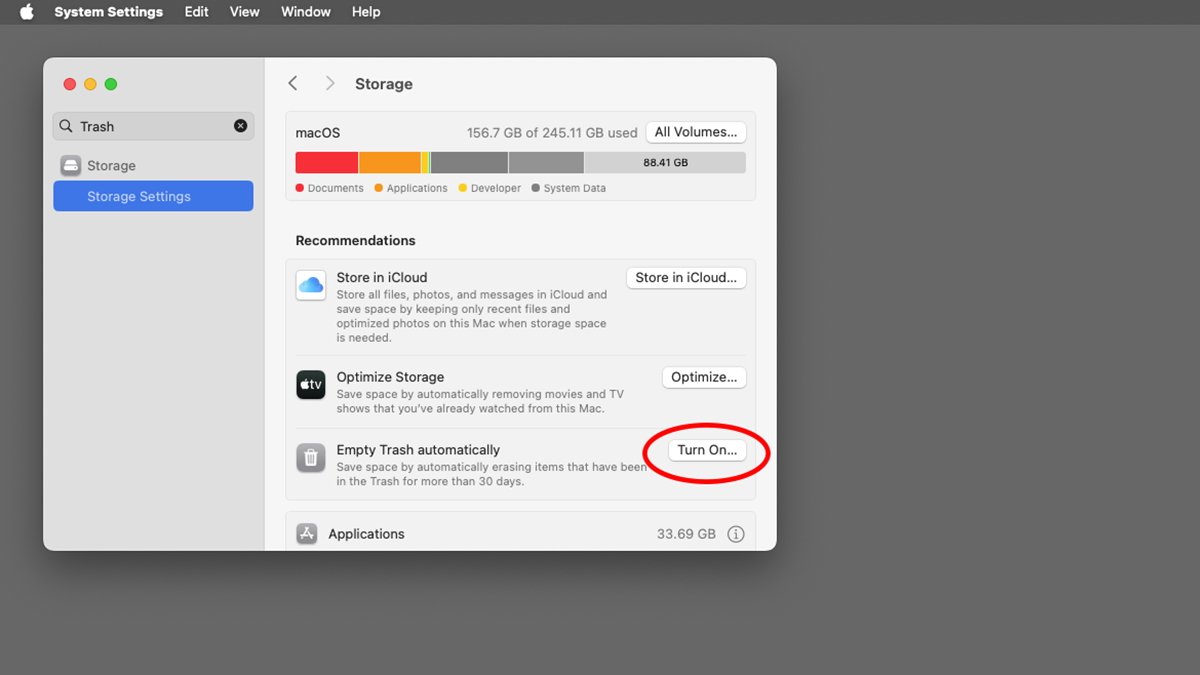 Включите автоматическую очистку корзины в macOS.