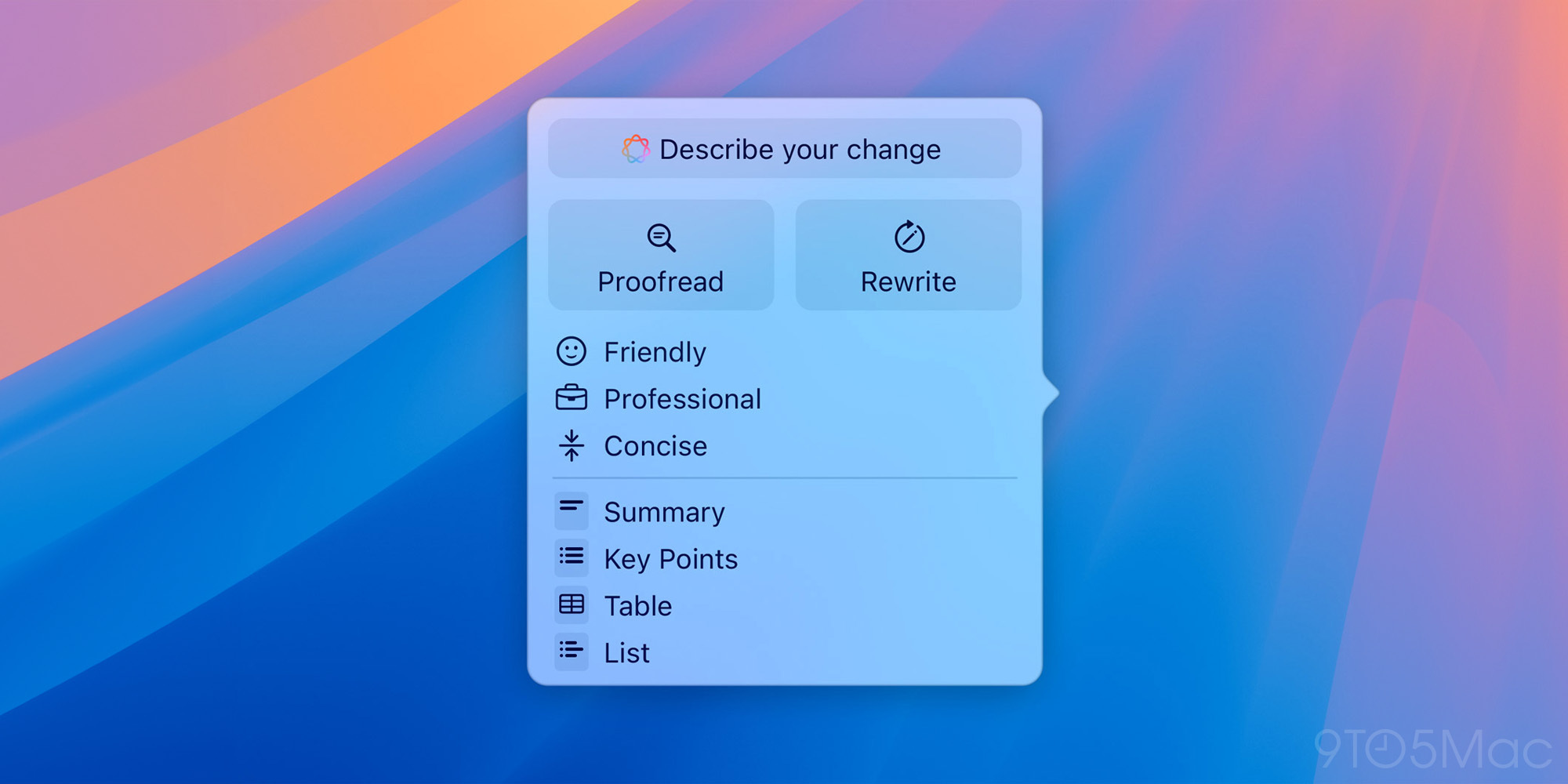 Инструменты письма в Apple Intelligence