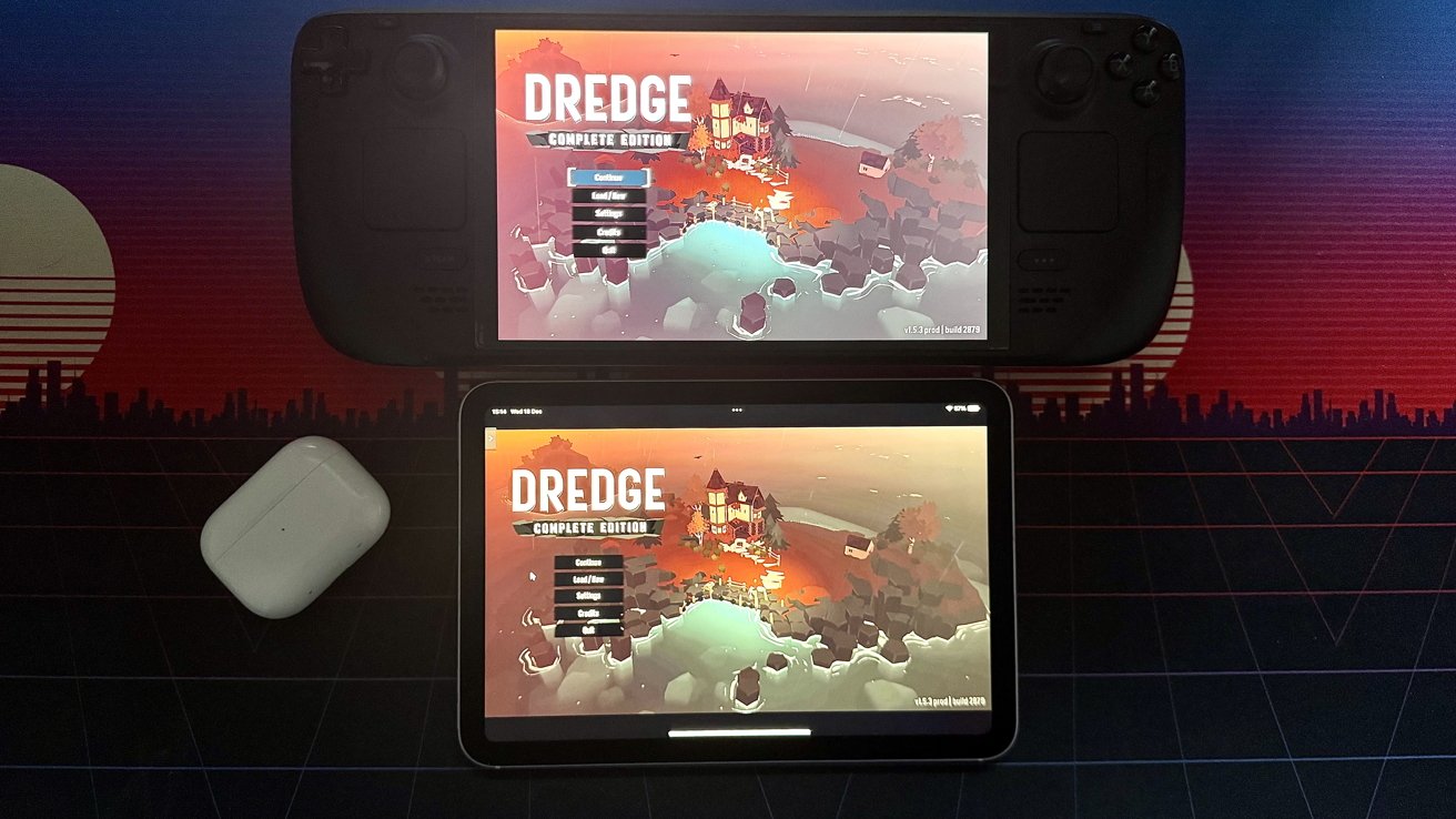 Valve Steam Deck и iPad mini запускают игру Dredge.