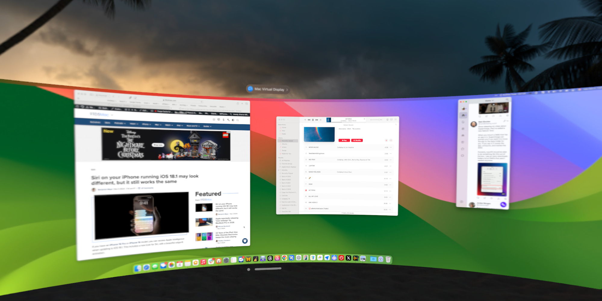 VisionOS 2.2 Виртуальный дисплей Mac Ultrawide