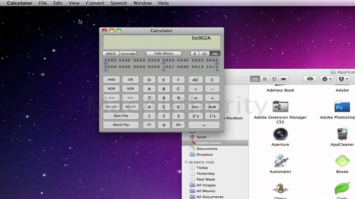 Калькулятор Snow Leopard для Mac OS X.