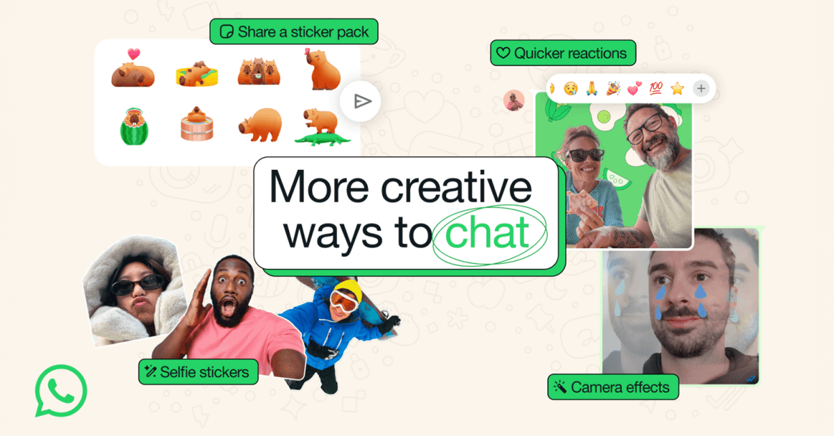 WhatsApp добавляет новые эффекты камеры, стикеры и более быструю реакцию