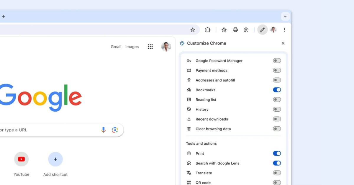Как настроить панель инструментов Google Chrome на Mac, Windows