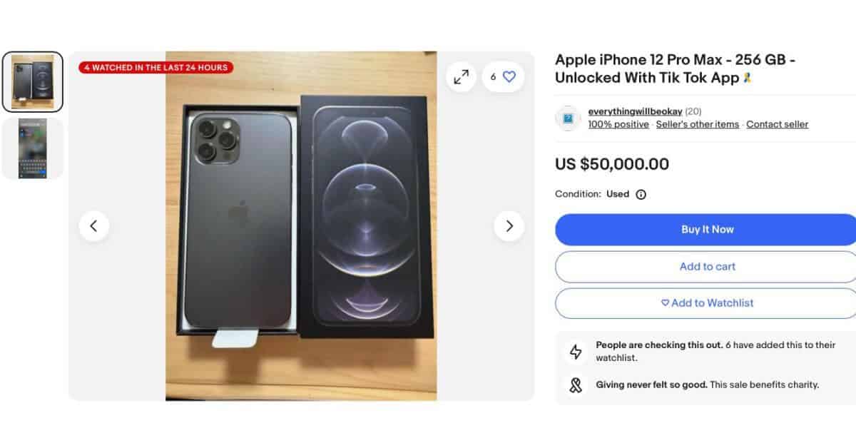 Продавцы eBay просят от 2 до 50 тысяч долларов для iPhone с установленным Tiktok