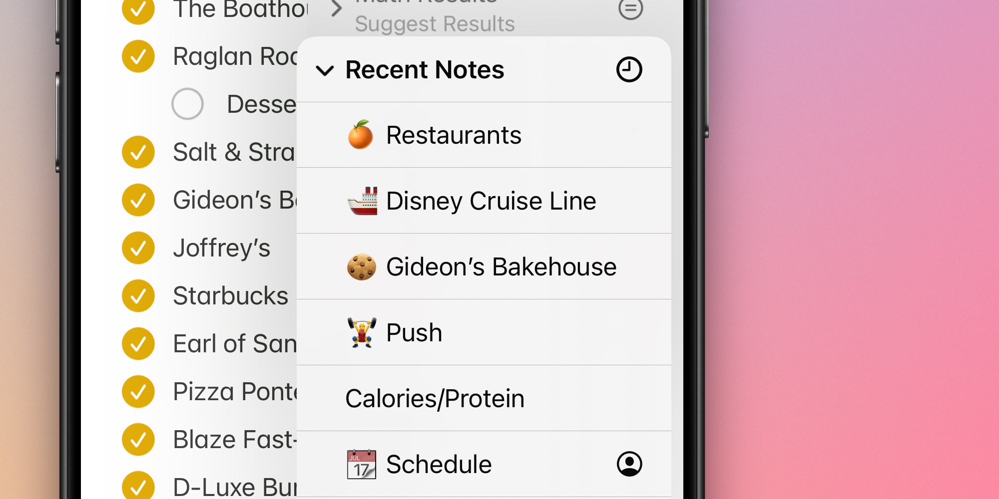 Последние заметки в Apple Notes на iOS 18