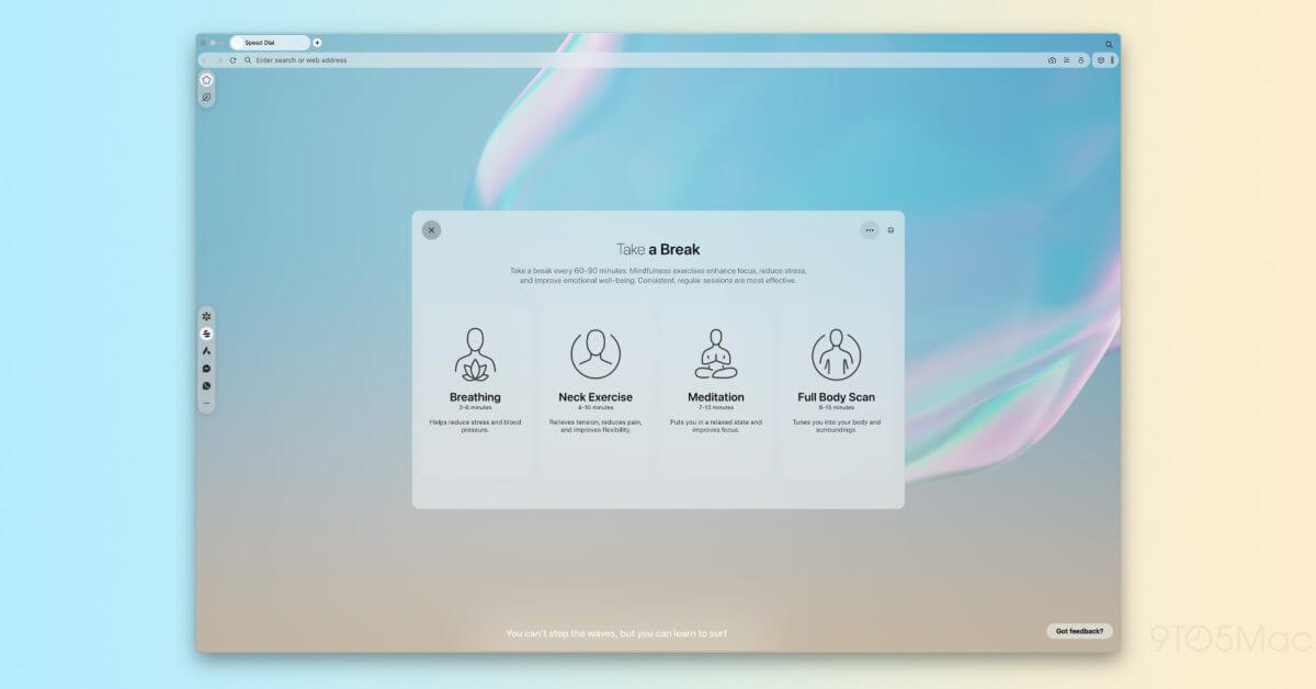 Opera Air - веб-браузер с функциями осознанности