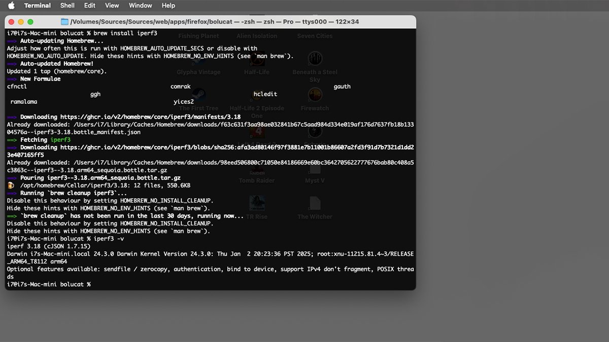 Используйте менеджер пакетов Homebrew на macOS для установки iperf3.