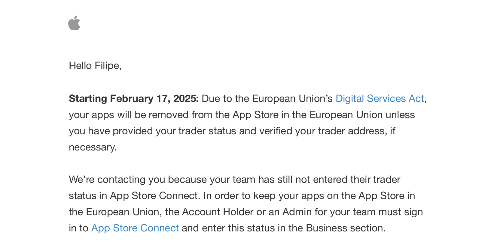 Apple удаляет приложения с отсутствующей контактной информацией 