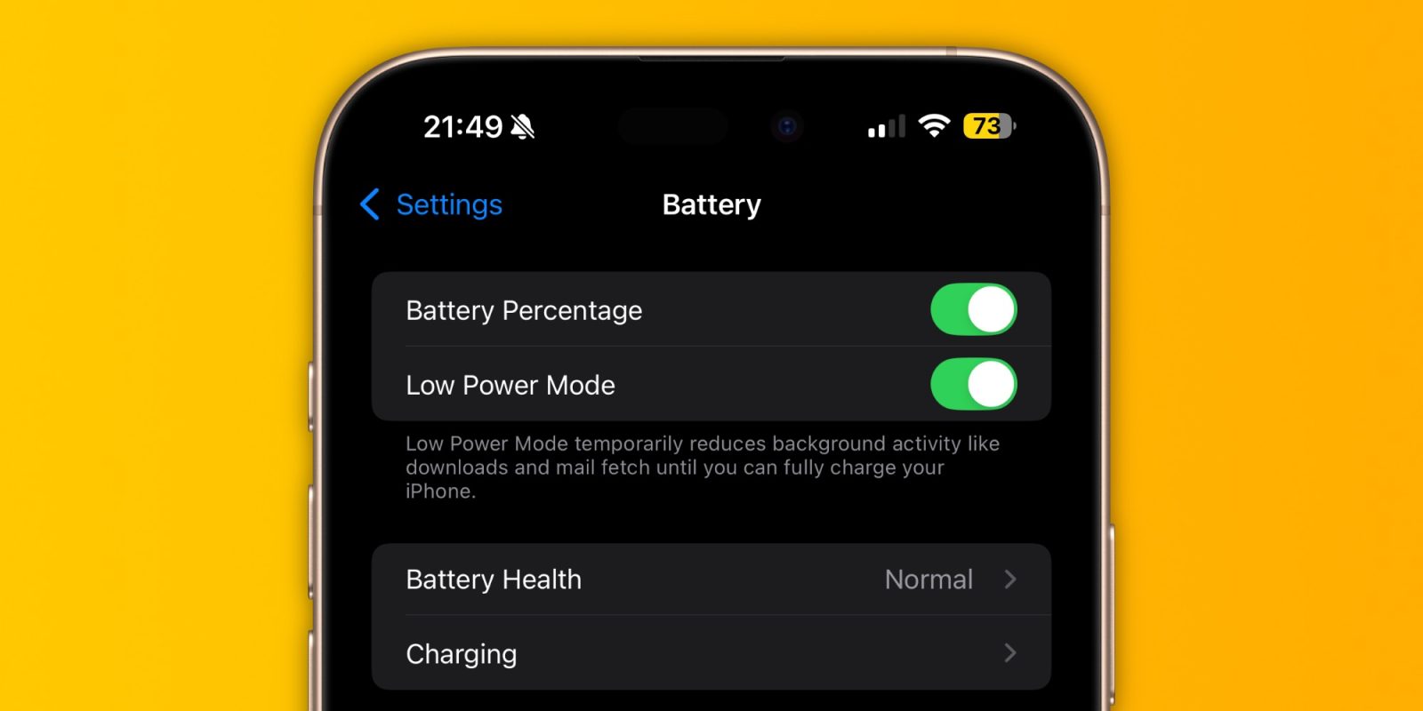 Режим пониженного энергопотребления iPhone