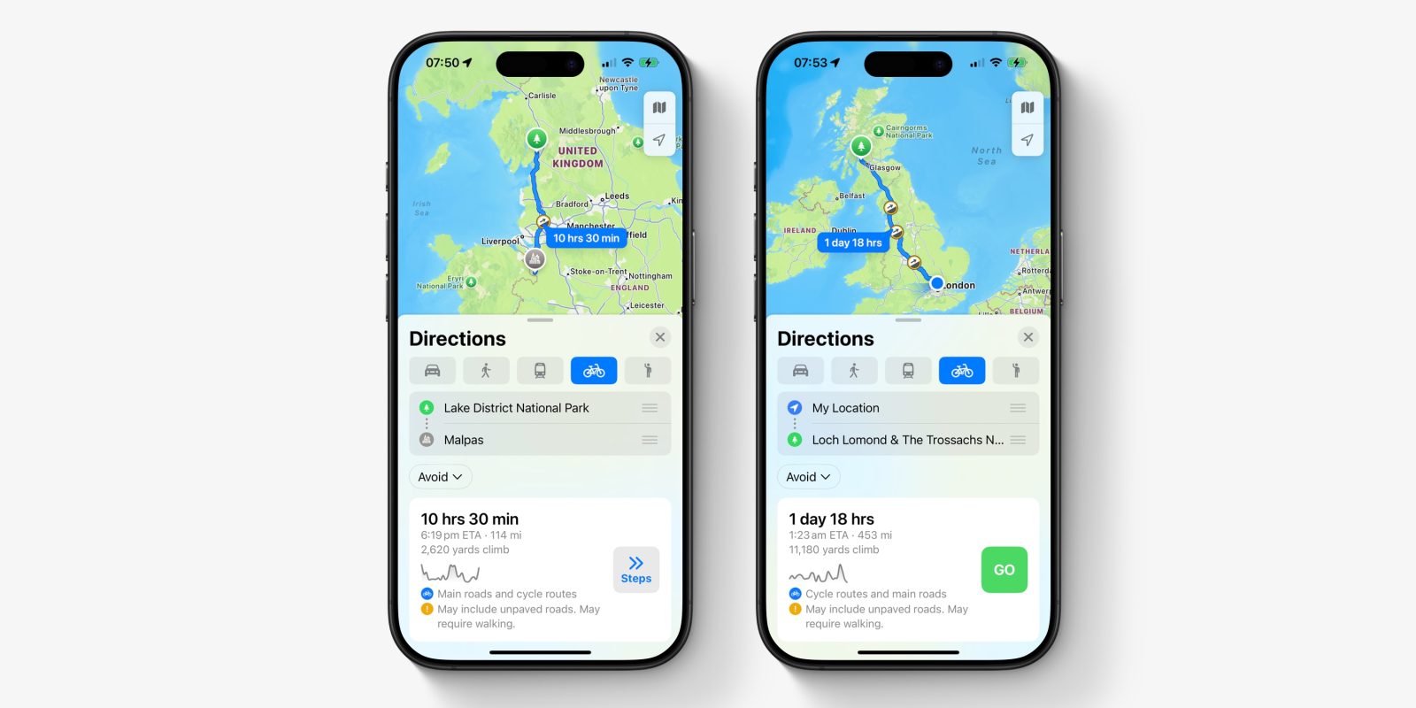 Велосипедные карты Apple Maps