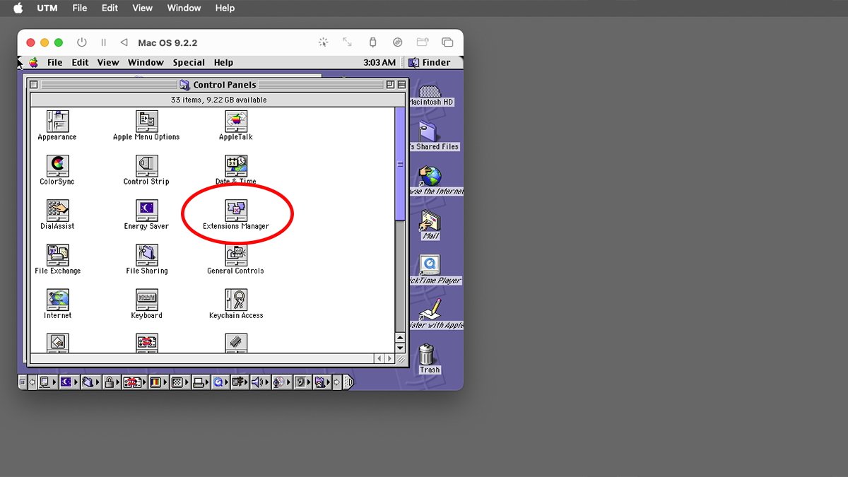 Для включения или отключения панелей управления и расширений в macOS 9 используйте Менеджер расширений.