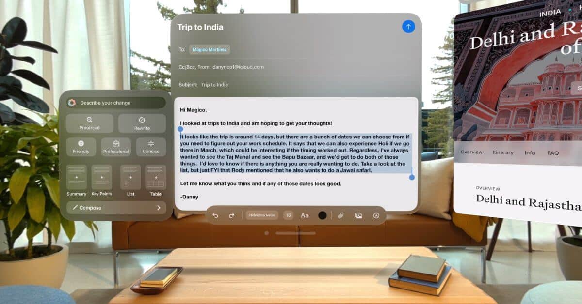 Apple Intelligence для Vision Pro доступна только на английском языке в США